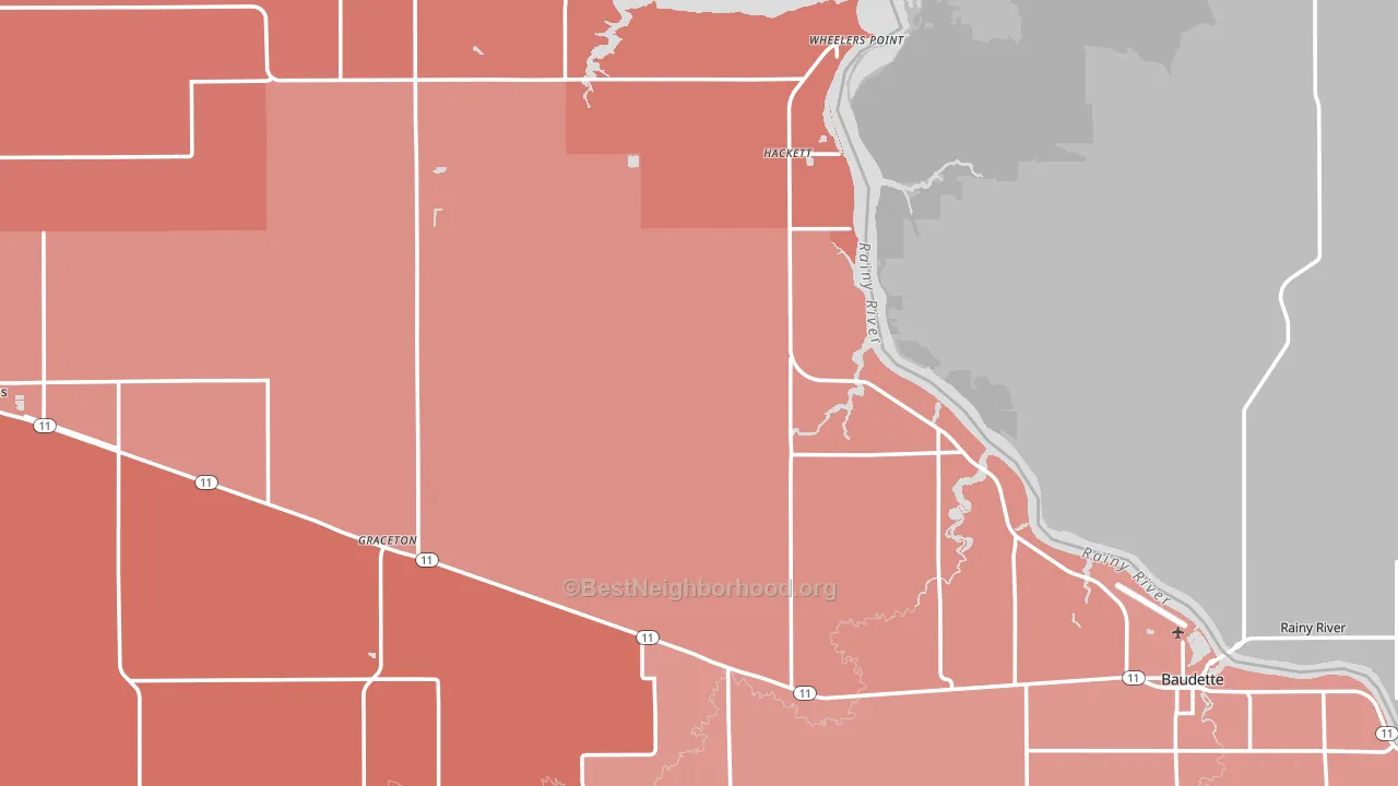 Lake of the Woods County, MN block-group political-lean map