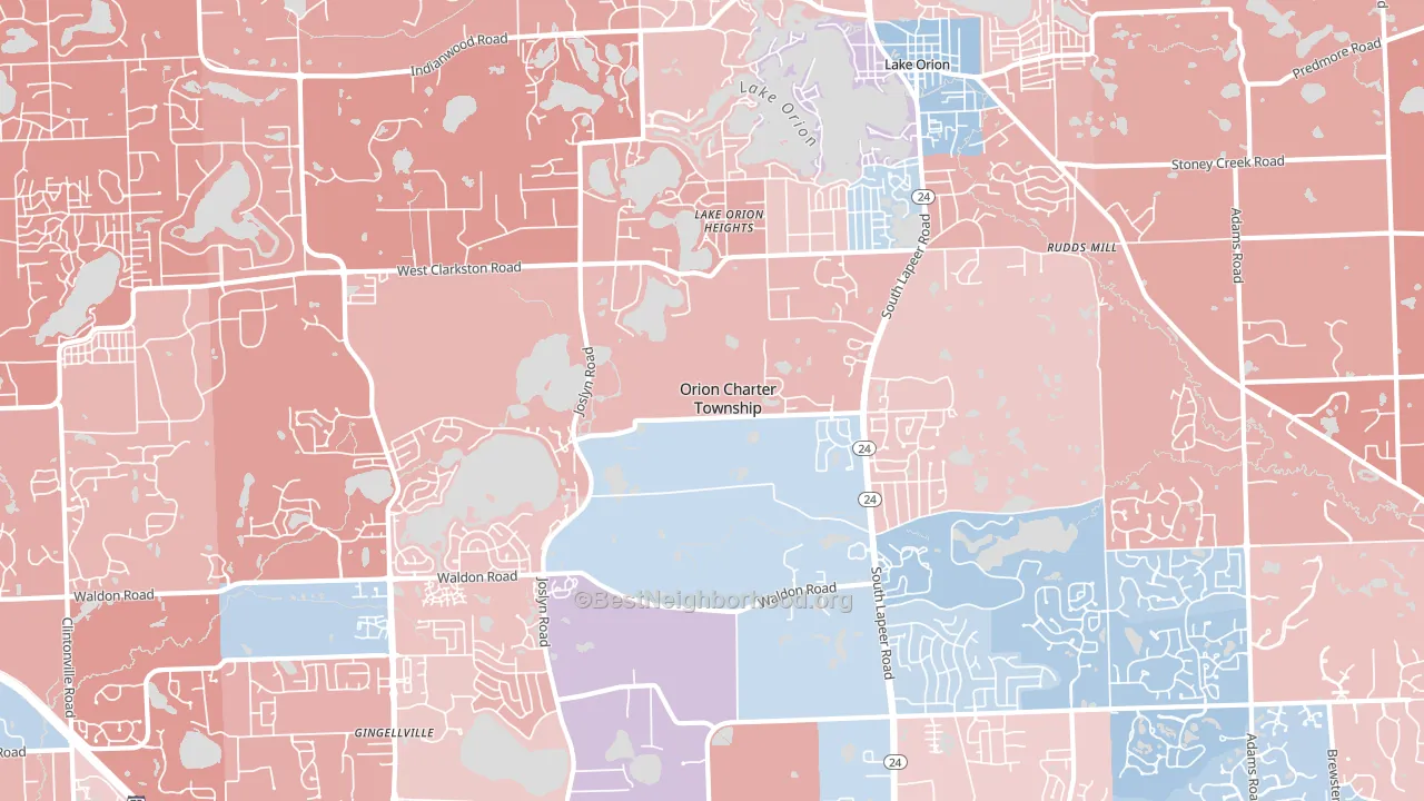 Lake Orion, MI block-group political-lean map