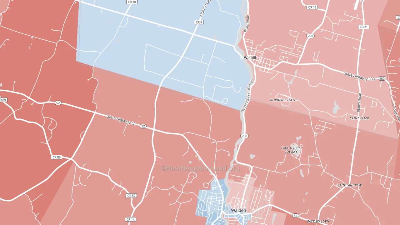 Lake Osiris Colony, NY block-group political-lean map