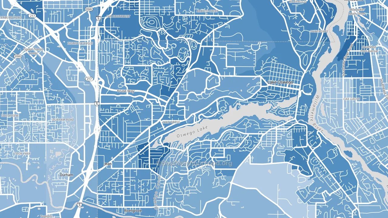 Lake Oswego, OR block-group political-lean map