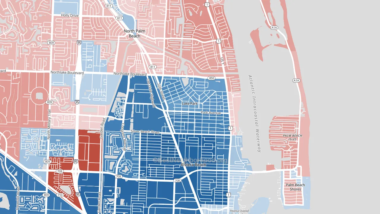 Lake Park, FL block-group political-lean map
