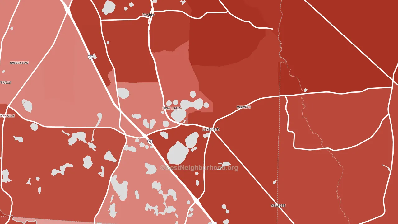 Lake Park, GA block-group political-lean map