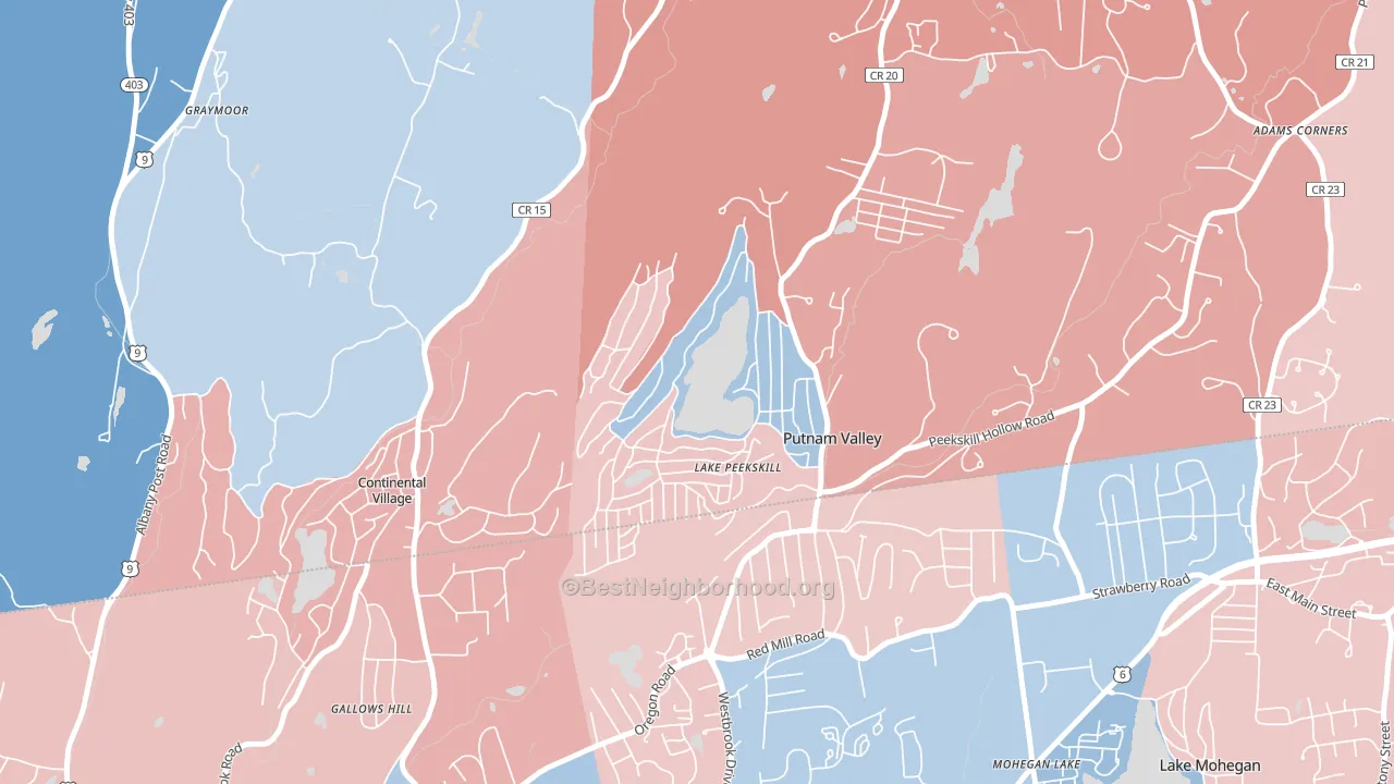 Lake Peekskill, NY block-group political-lean map
