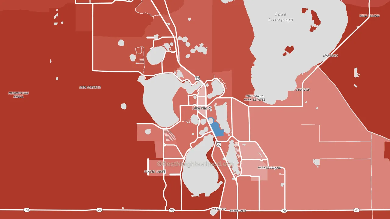 Lake Placid, FL block-group political-lean map