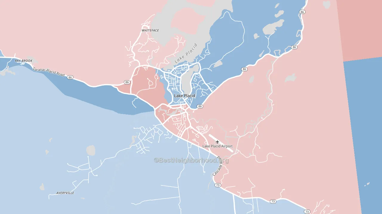 Lake Placid, NY block-group political-lean map