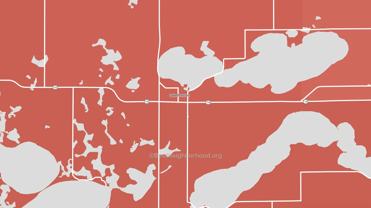 Lake Preston, SD block-group political-lean map
