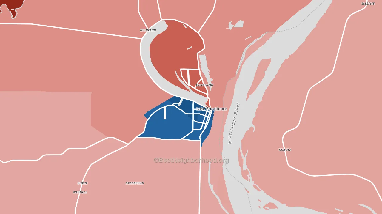 Lake Providence, LA block-group political-lean map