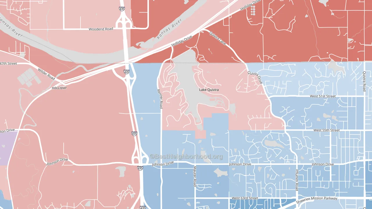 Lake Quivira, KS block-group political-lean map