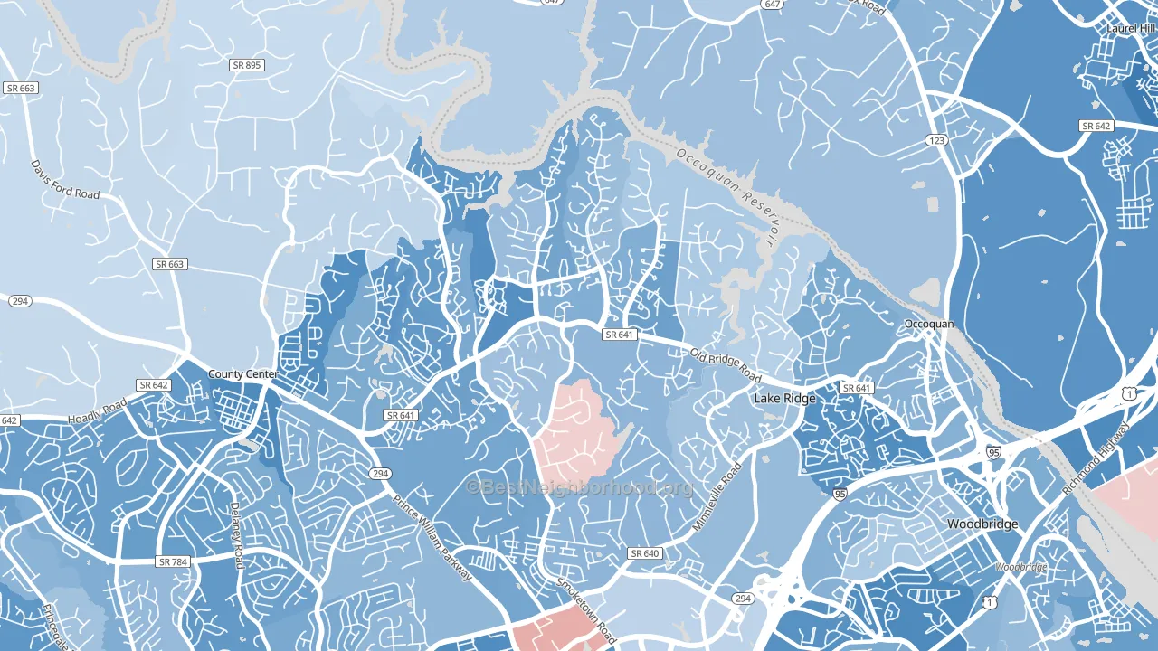 Lake Ridge, VA block-group political-lean map