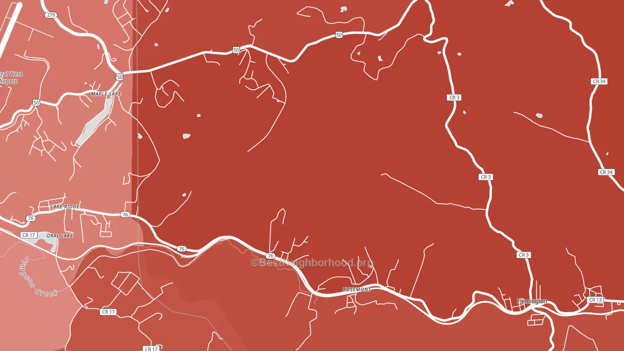 Lake Ridge, WV block-group political-lean map