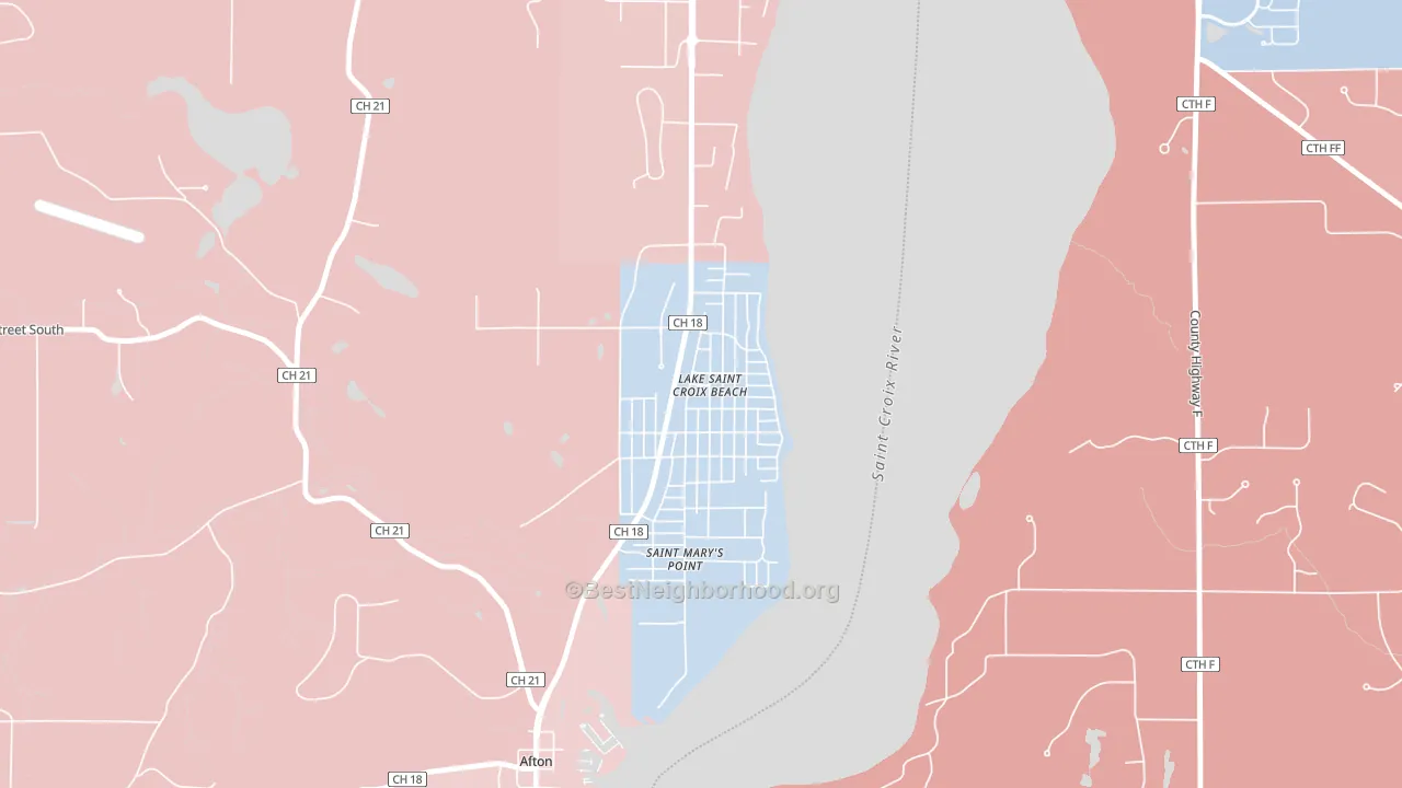 Lake St. Croix Beach, MN block-group political-lean map