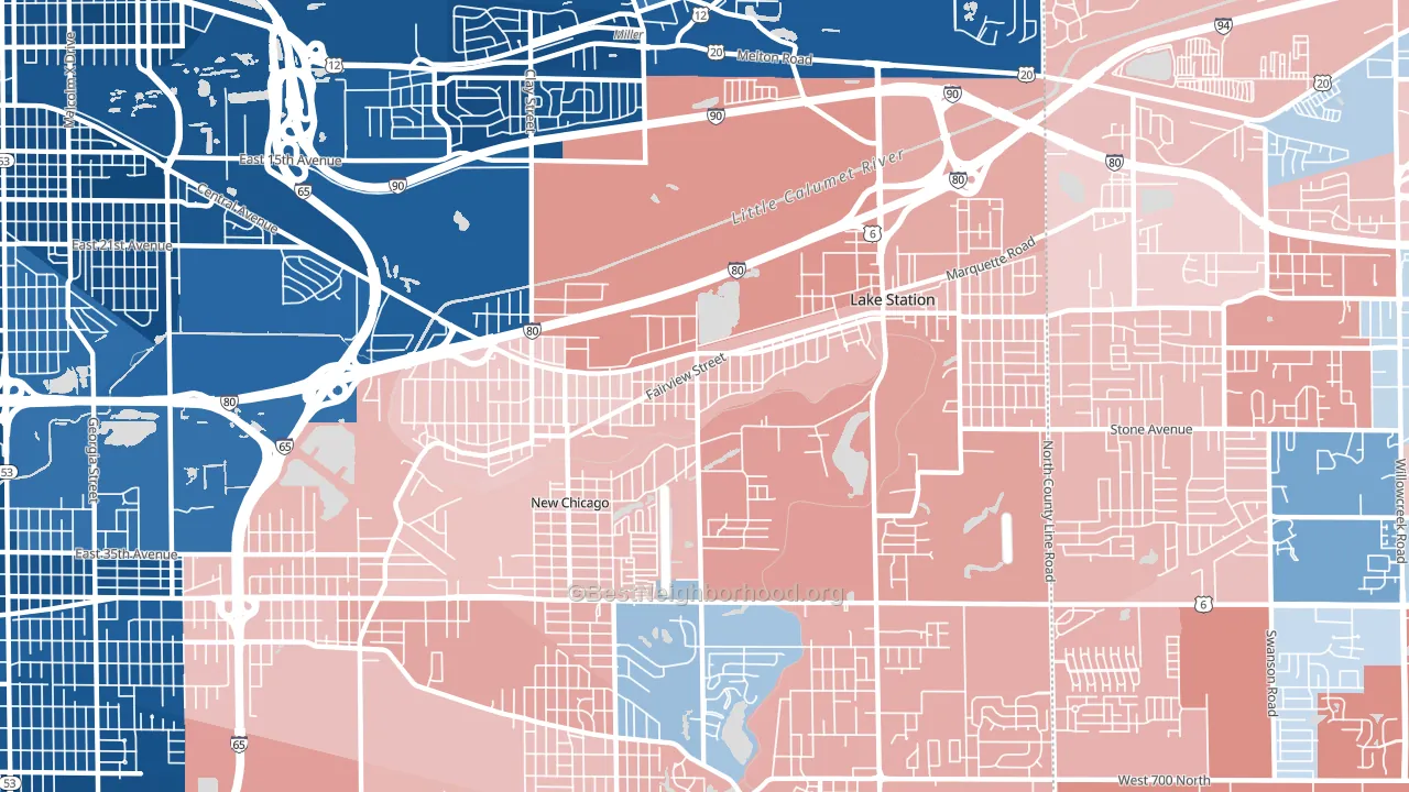 Lake Station, IN block-group political-lean map