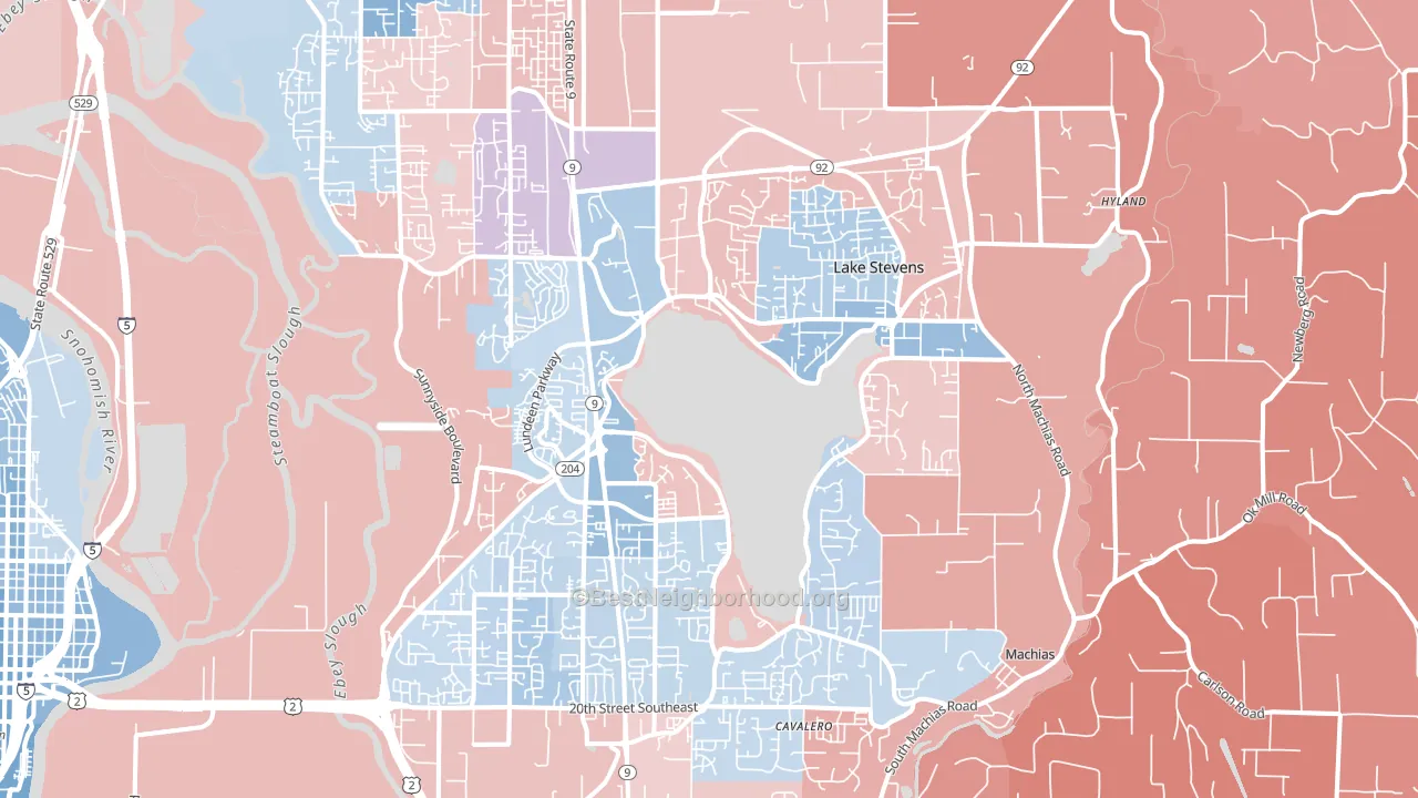 Lake Stevens, WA block-group political-lean map