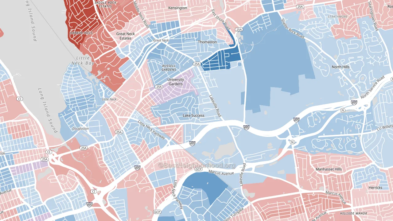 Lake Success, NY block-group political-lean map