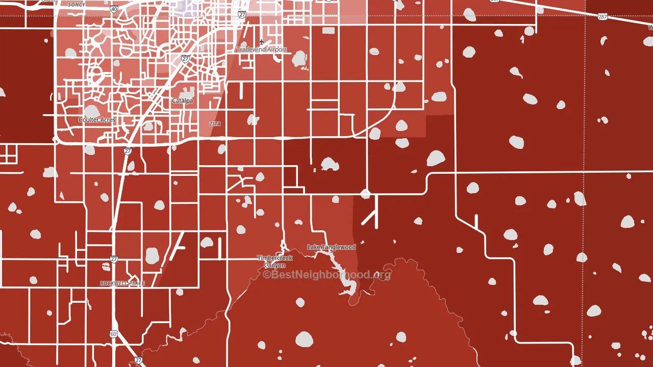 Lake Tanglewood, TX block-group political-lean map