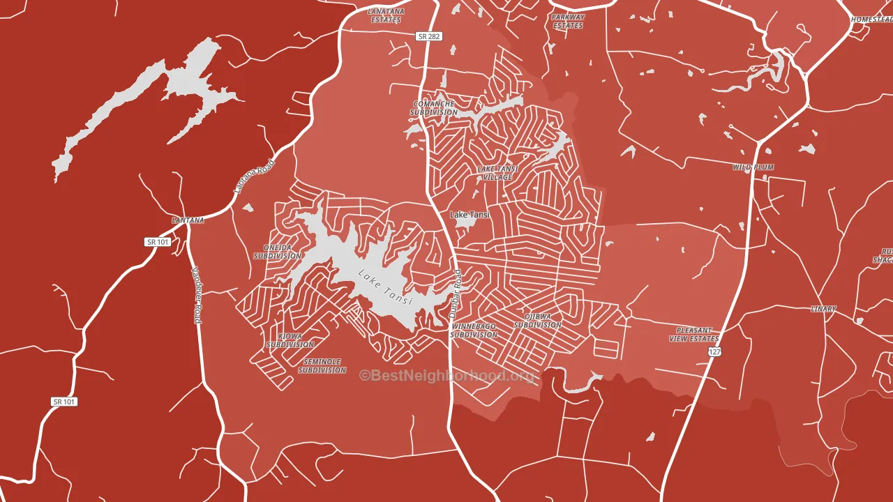 Lake Tansi, TN block-group political-lean map