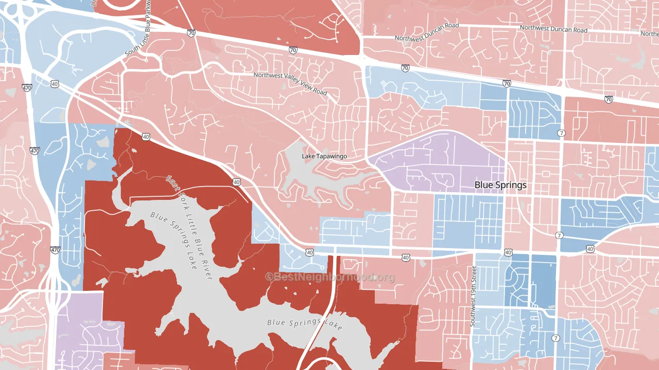Lake Tapawingo, MO block-group political-lean map