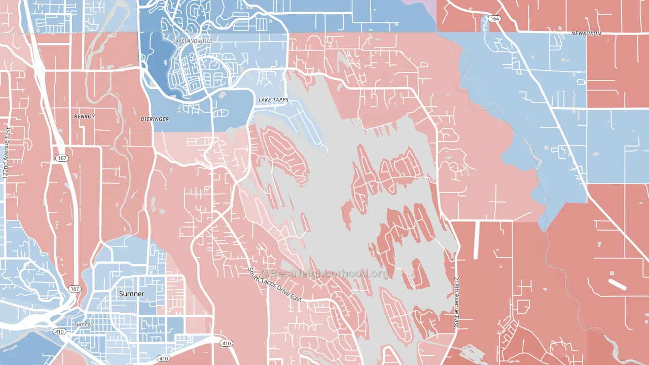 Lake Tapps, WA block-group political-lean map