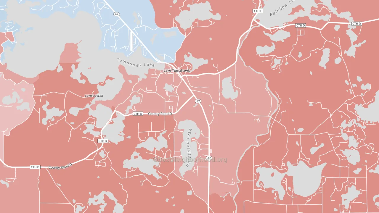 Lake Tomahawk, WI block-group political-lean map