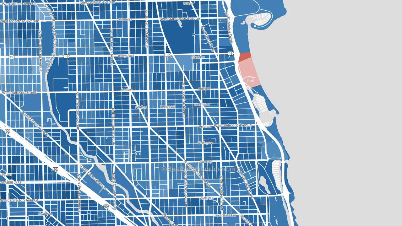 Lake View, Chicago, IL block-group political-lean map
