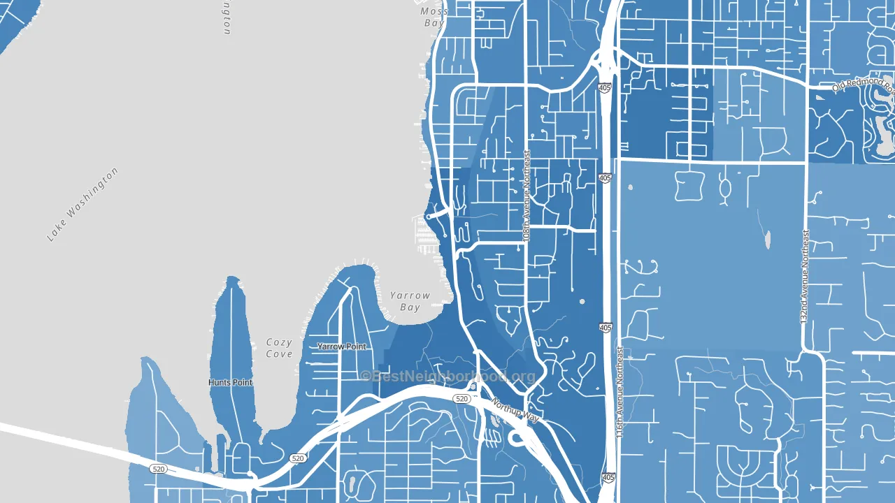 Lake View, Kirkland, WA block-group political-lean map