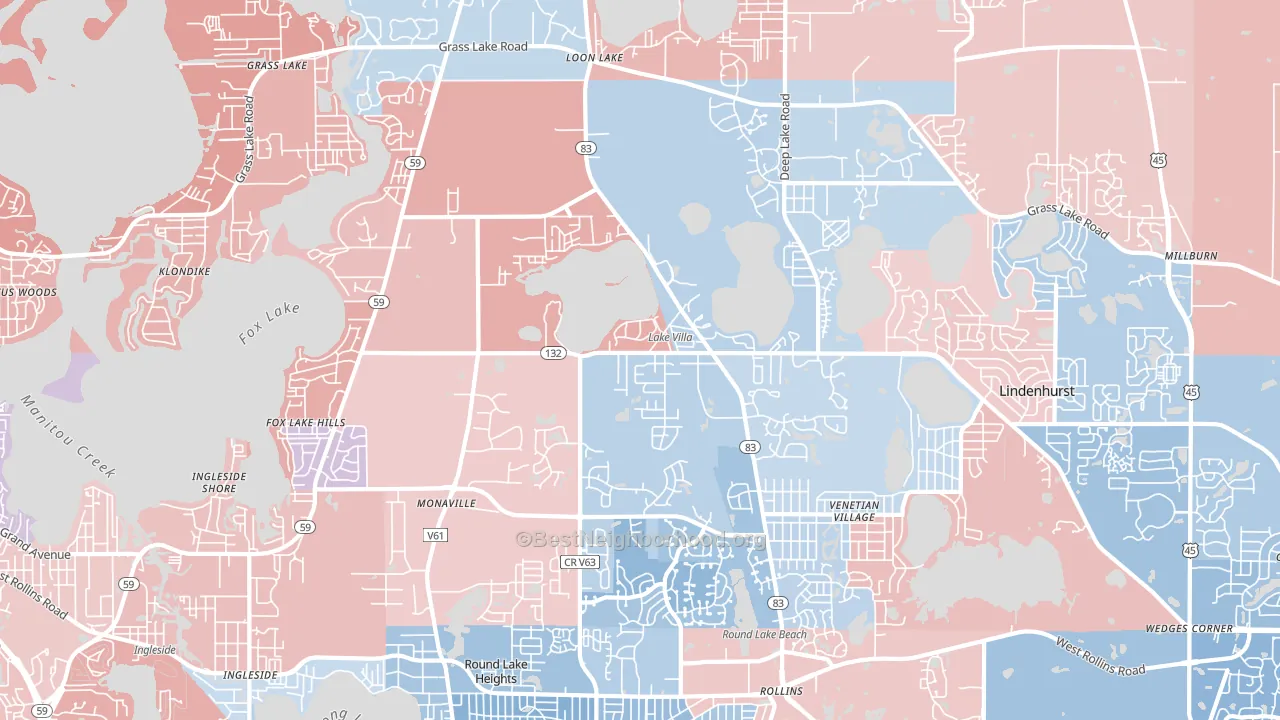Lake Villa, IL block-group political-lean map