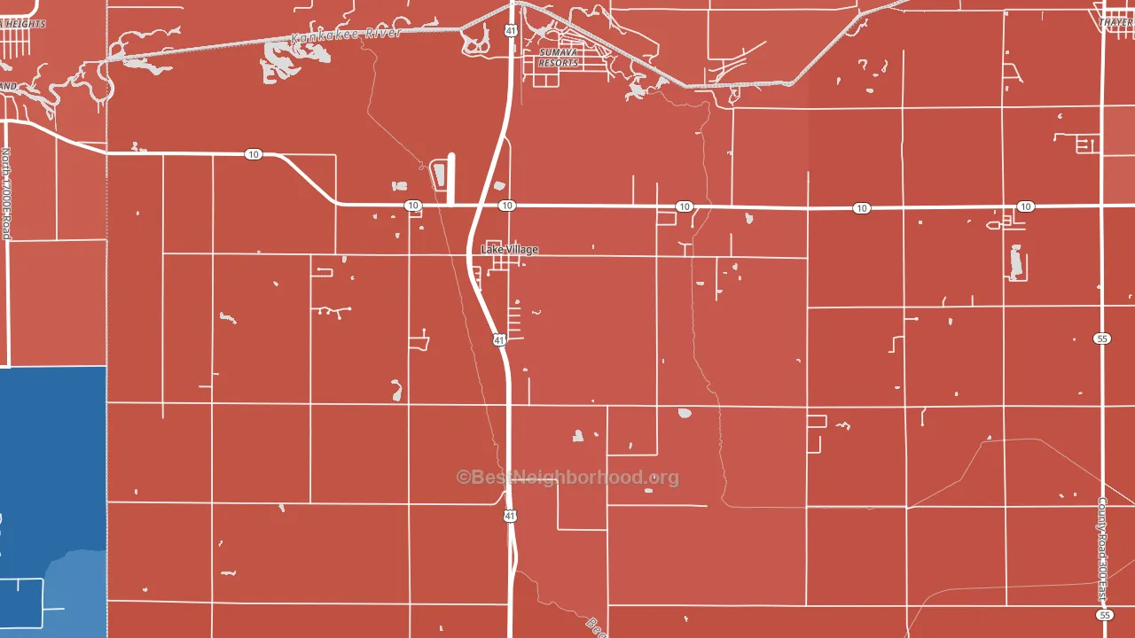 Lake Village, IN block-group political-lean map