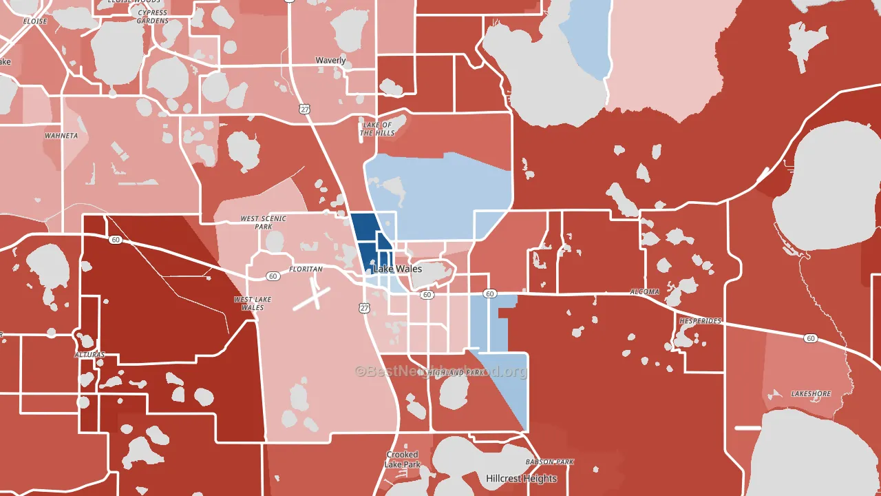 Lake Wales, FL block-group political-lean map