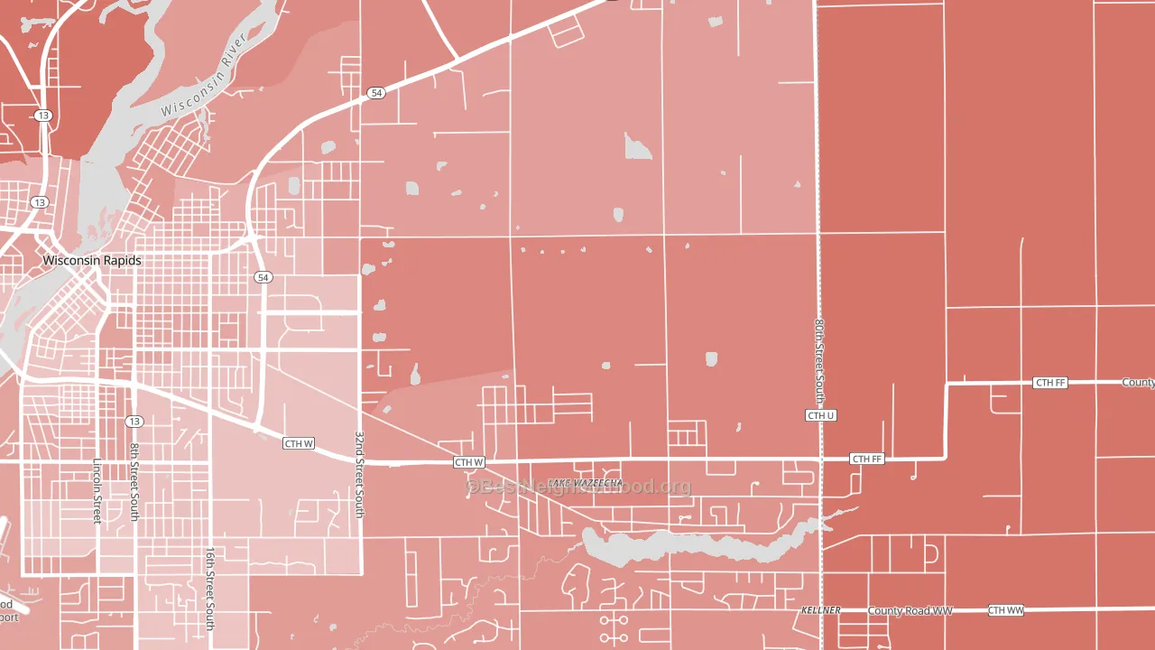 Lake Wazeecha, WI block-group political-lean map