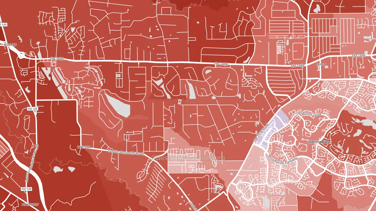 Lake Windcrest, Magnolia, TX block-group political-lean map