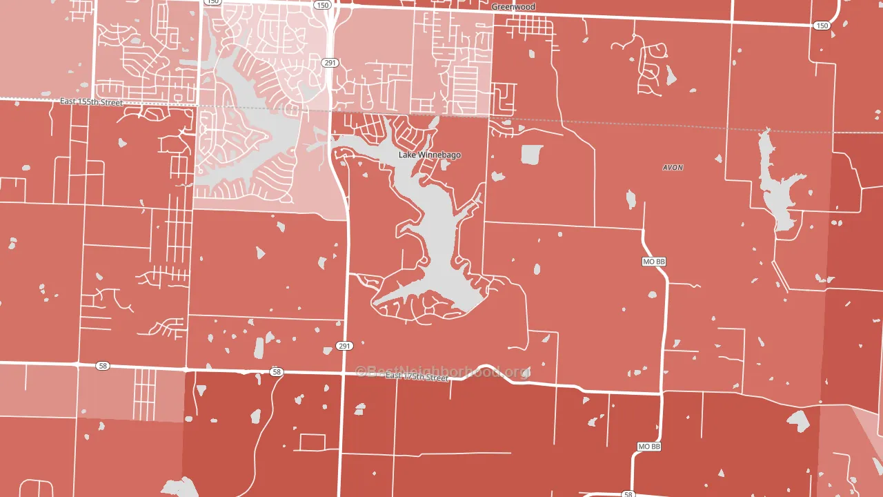 Lake Winnebago, MO block-group political-lean map