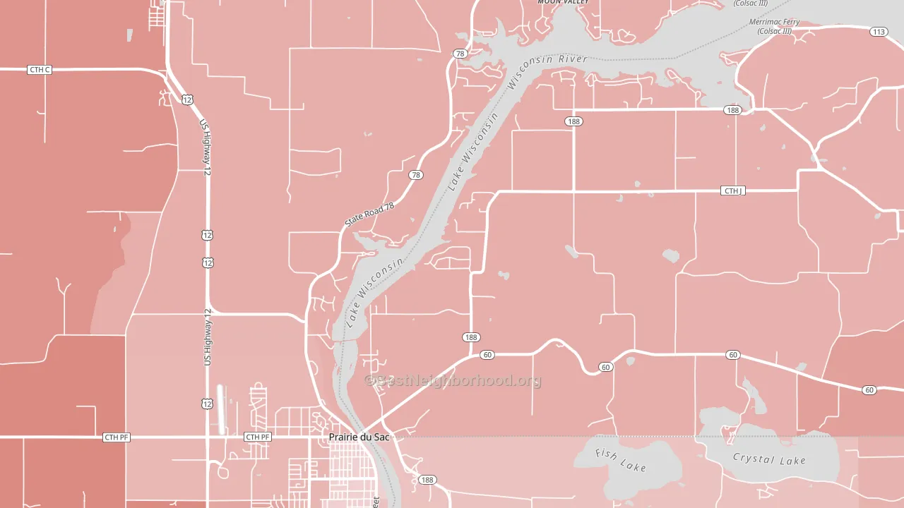 Lake Wisconsin, WI block-group political-lean map