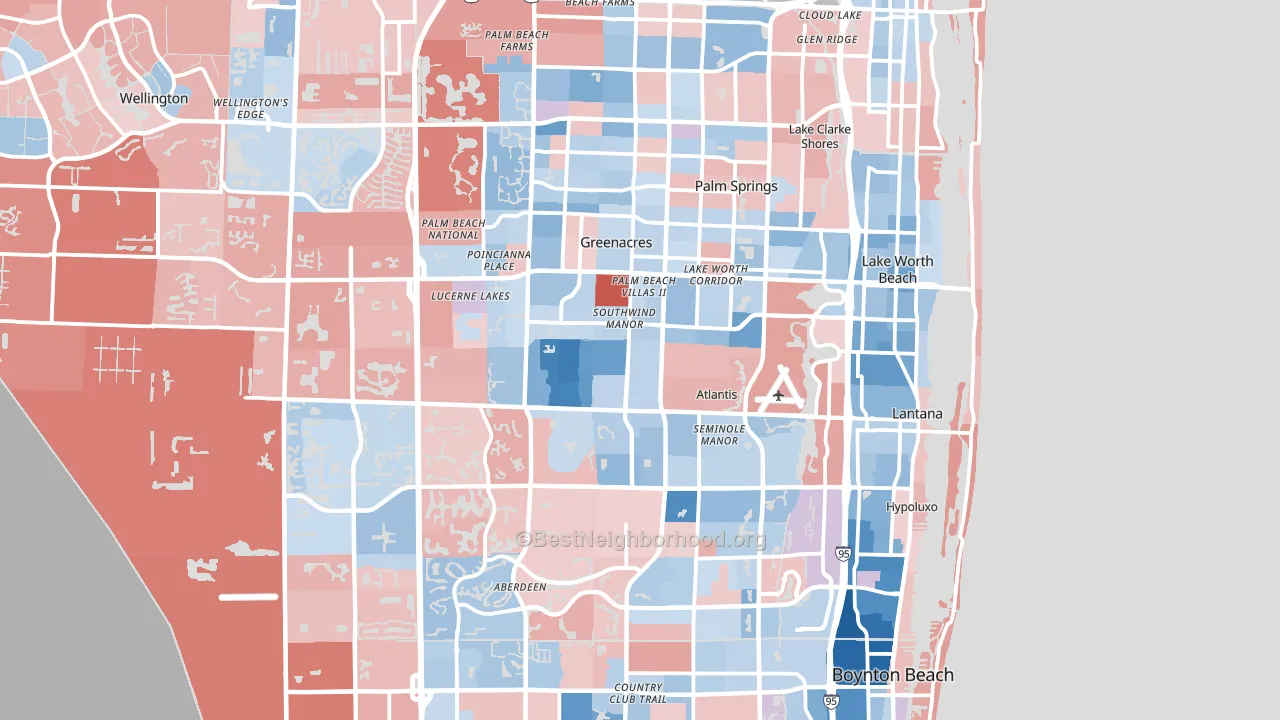 Lake Worth, FL block-group political-lean map