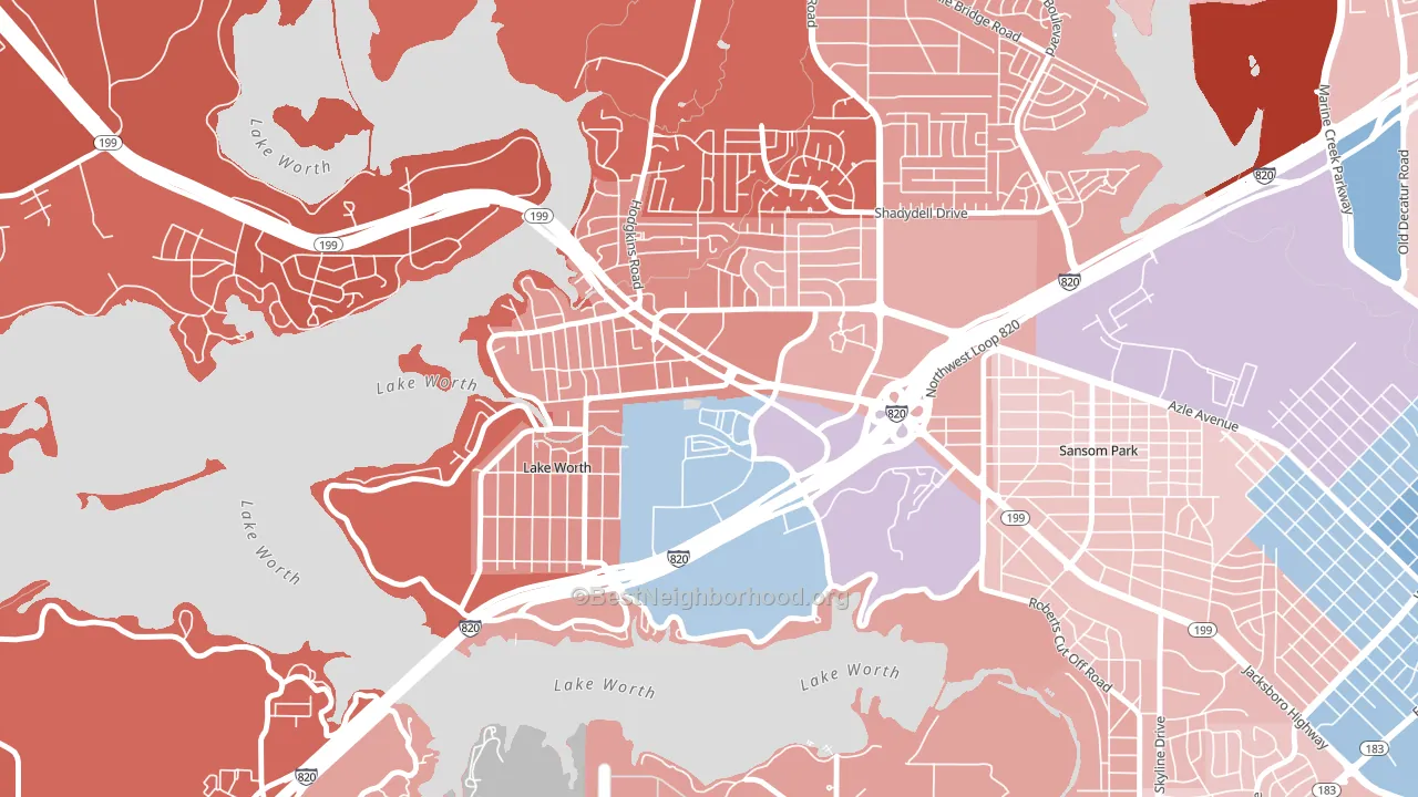 Lake Worth, TX block-group political-lean map