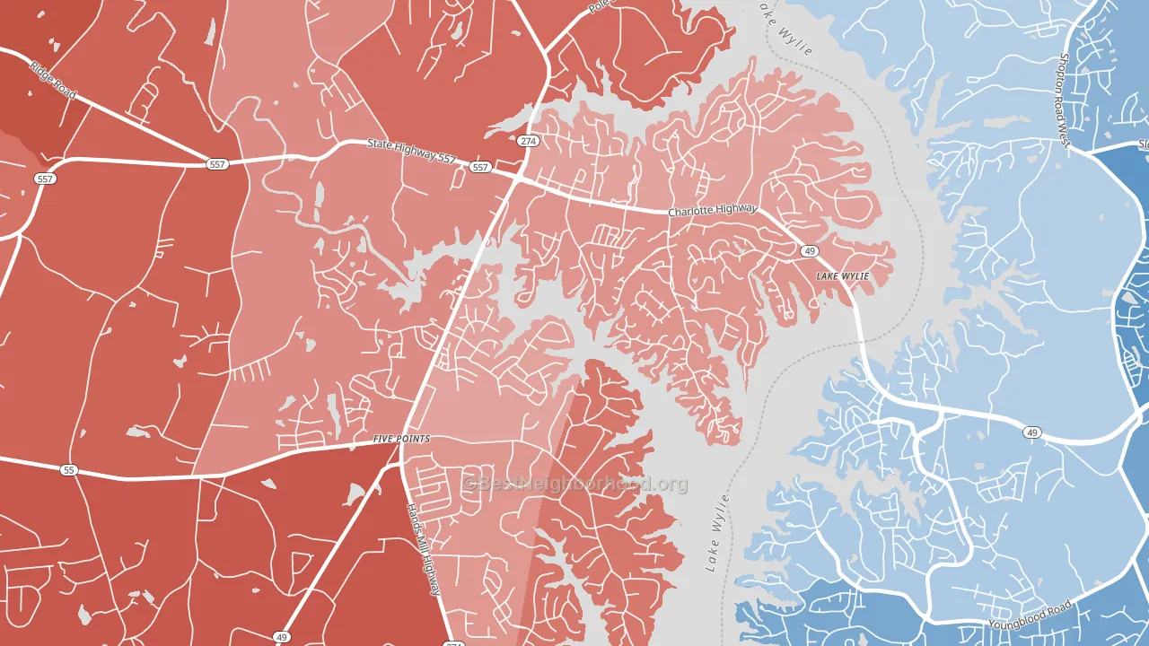 Lake Wylie, SC block-group political-lean map