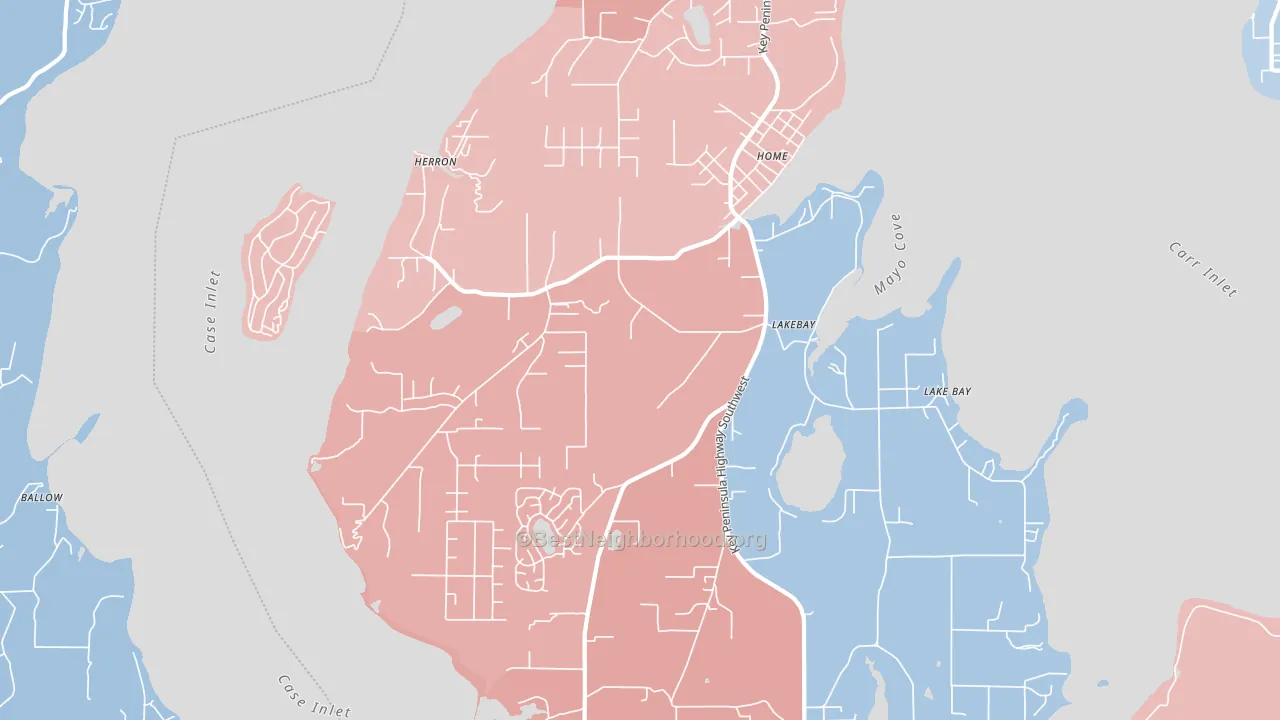 Lakebay, WA block-group political-lean map