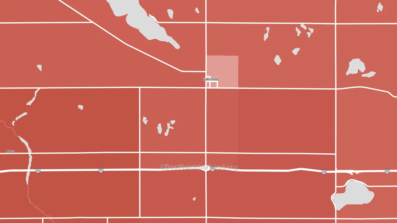 Lakefield, MN block-group political-lean map