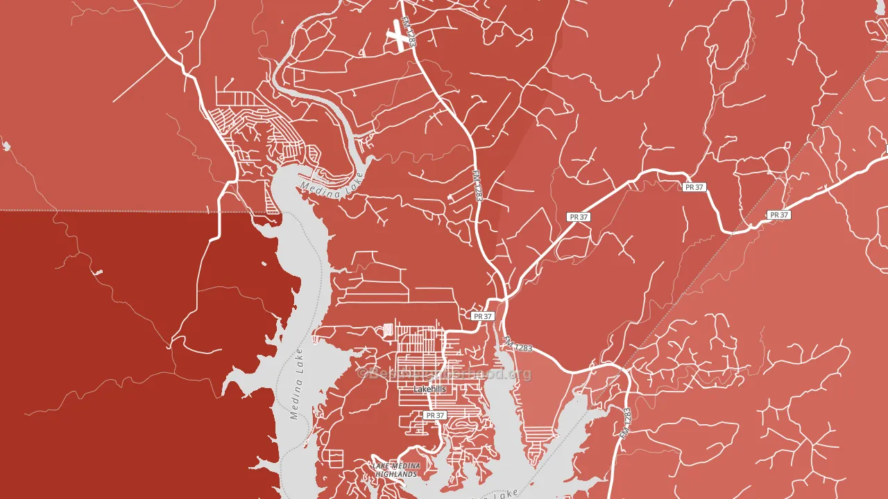 Lakehills, TX block-group political-lean map