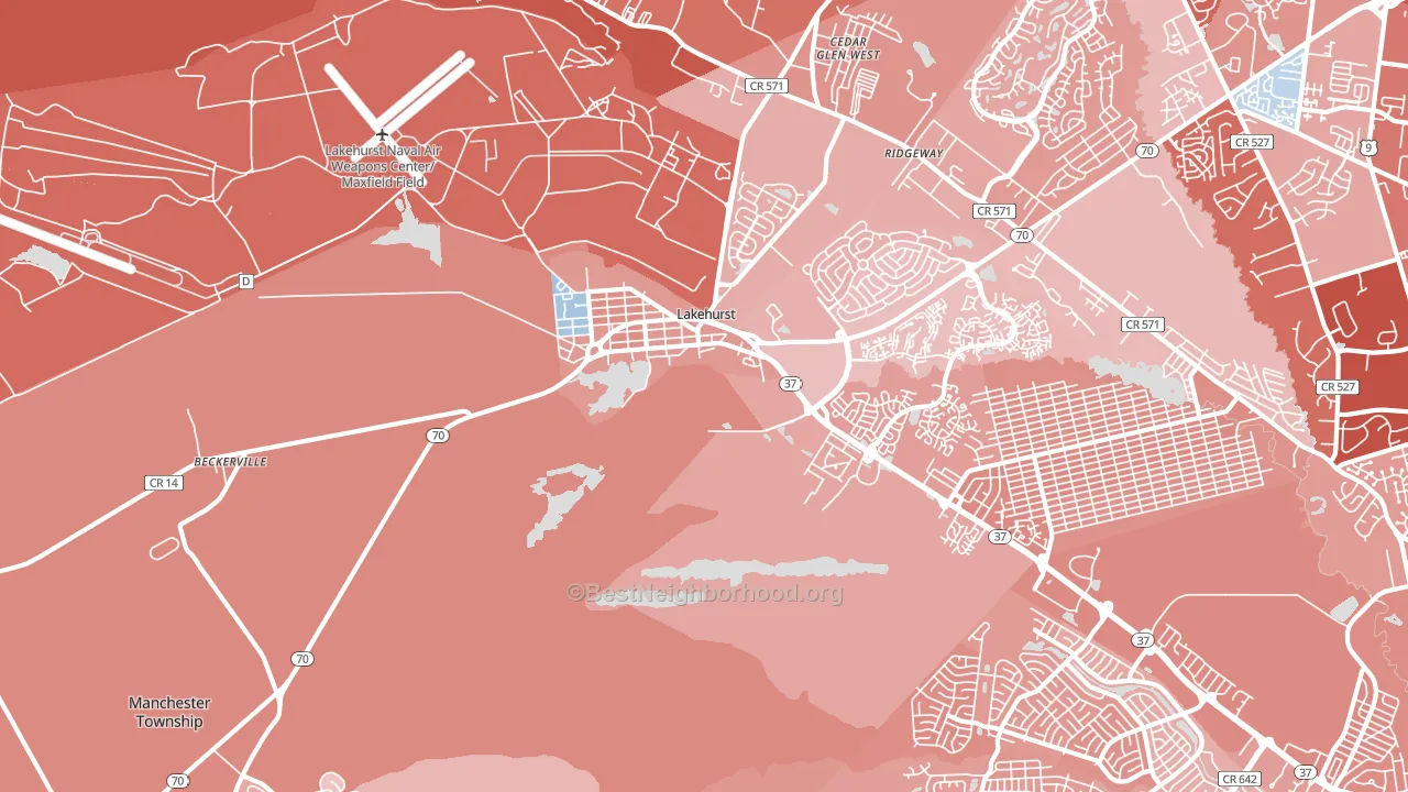 Lakehurst, NJ block-group political-lean map