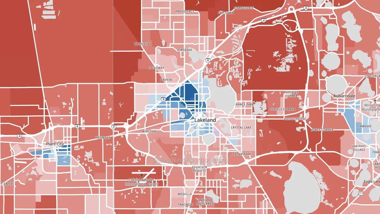 Lakeland, FL block-group political-lean map