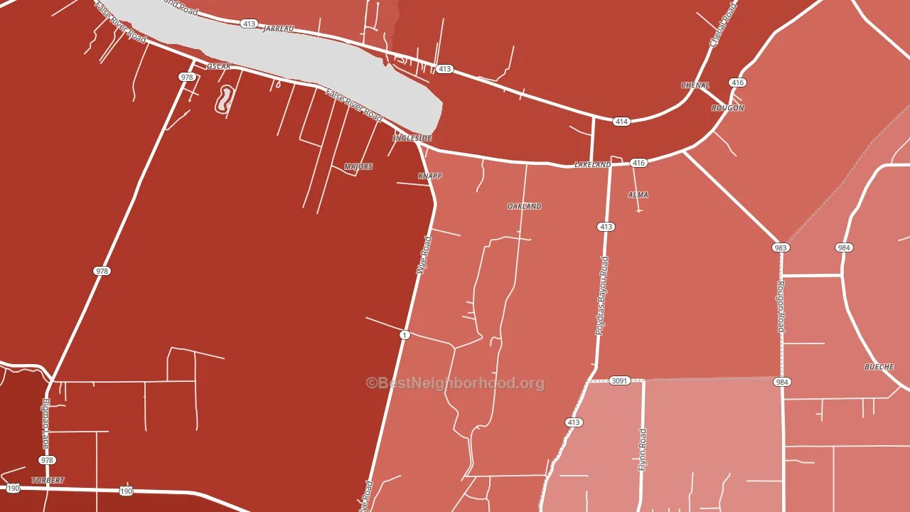 Lakeland, LA block-group political-lean map