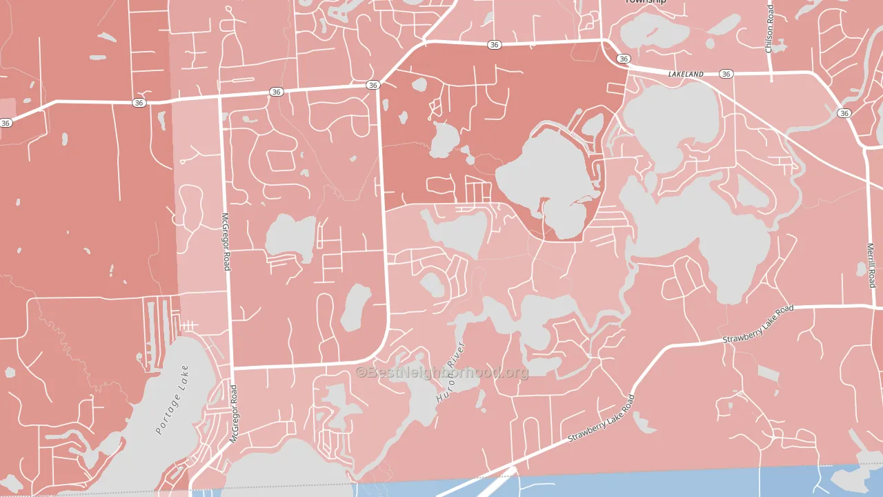 Lakeland, MI block-group political-lean map