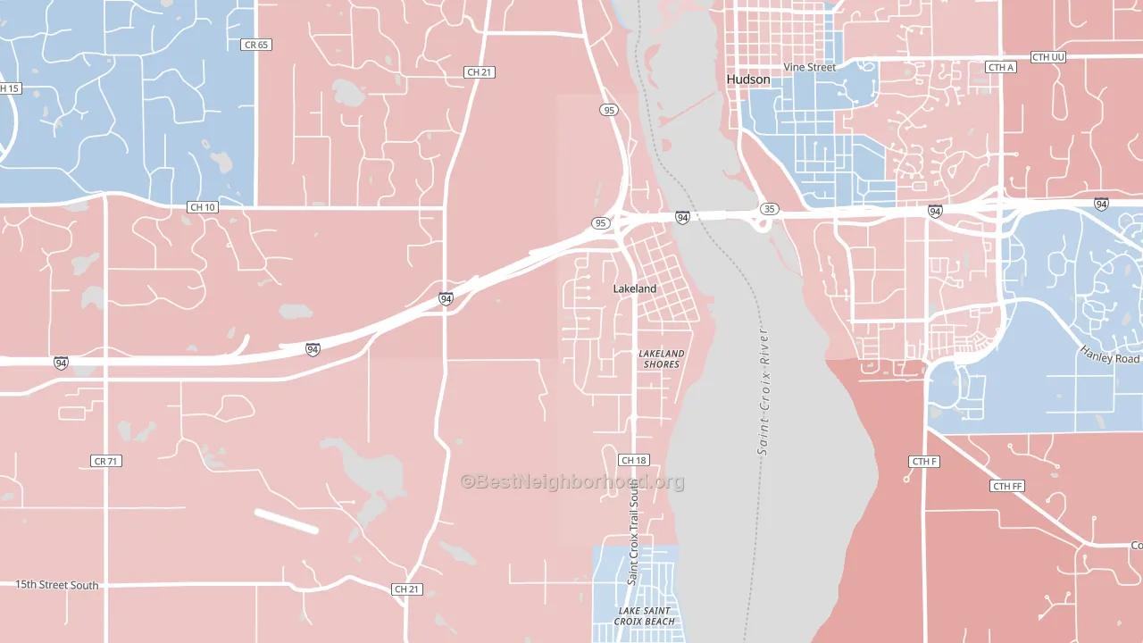 Lakeland, MN block-group political-lean map