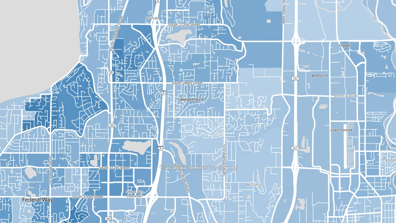 Lakeland North, WA block-group political-lean map