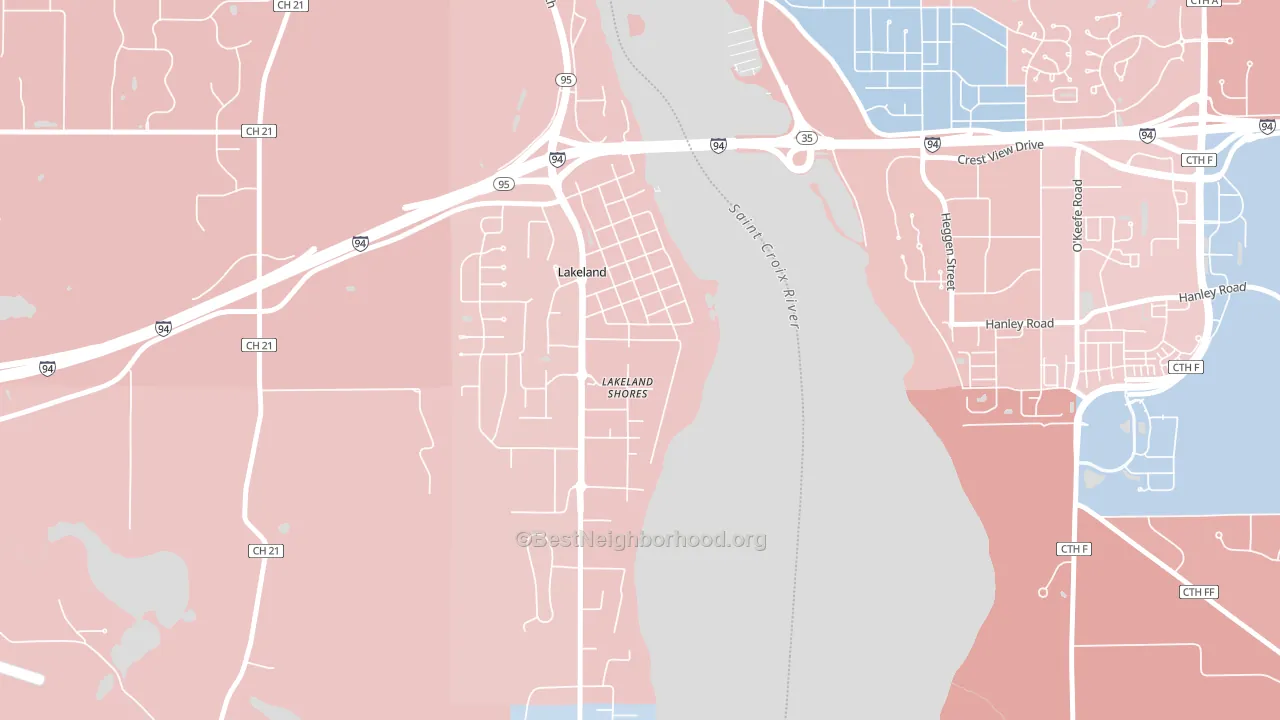 Lakeland Shores, MN block-group political-lean map
