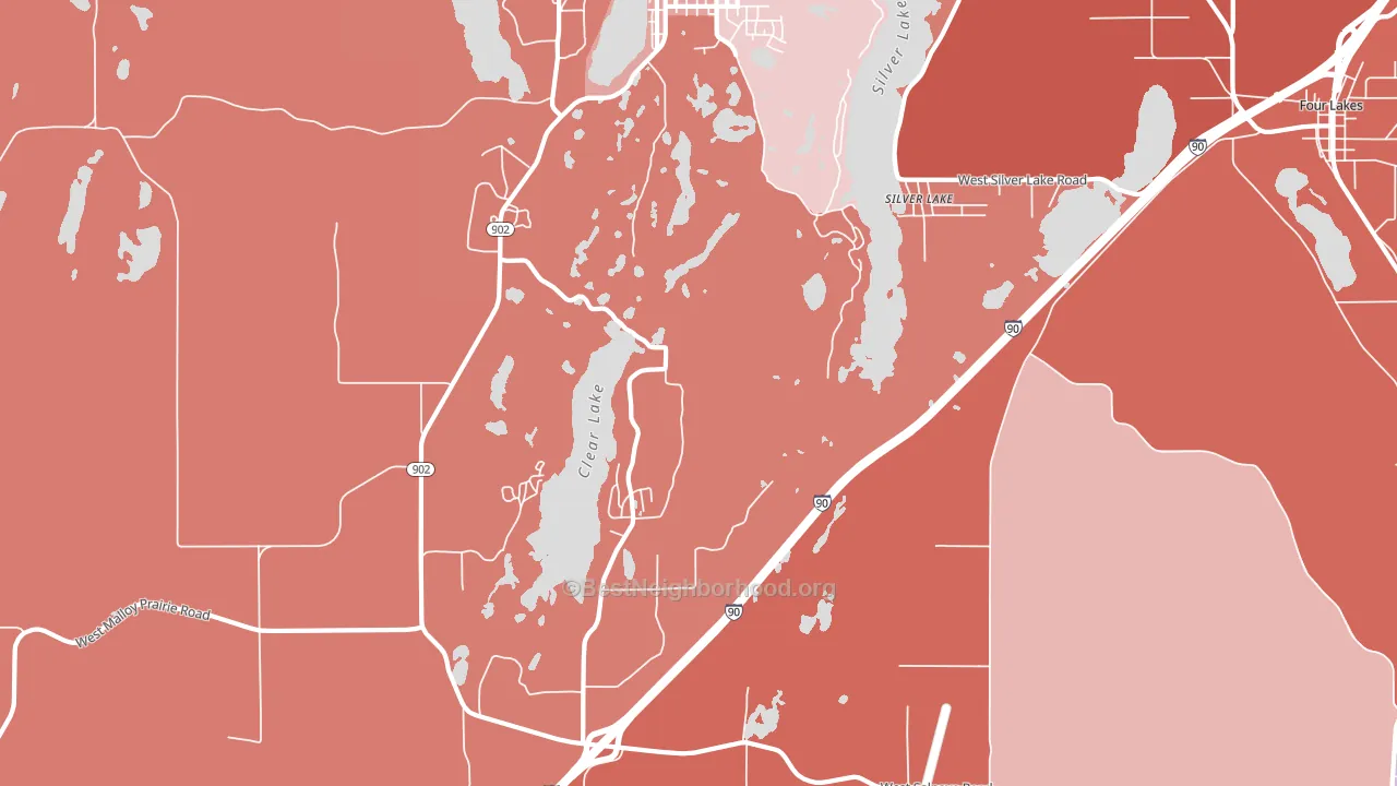 Lakeland Village, WA block-group political-lean map