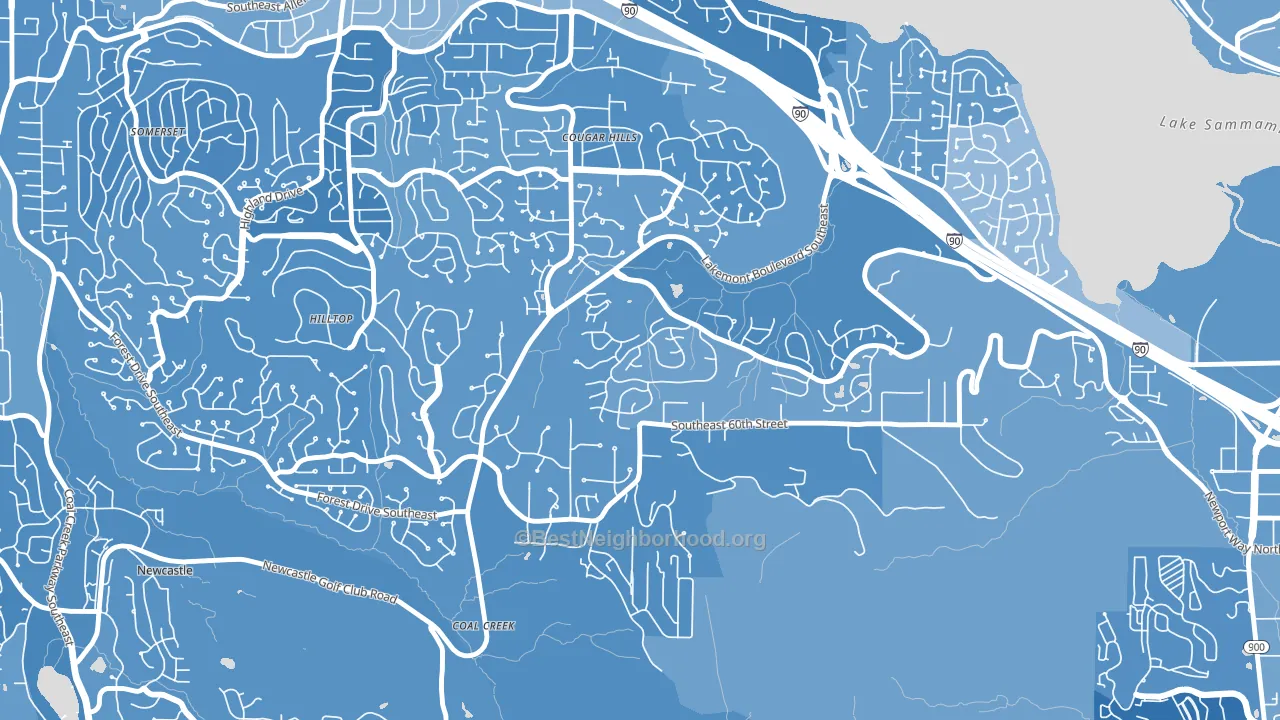 Lakemont, Bellevue, WA block-group political-lean map