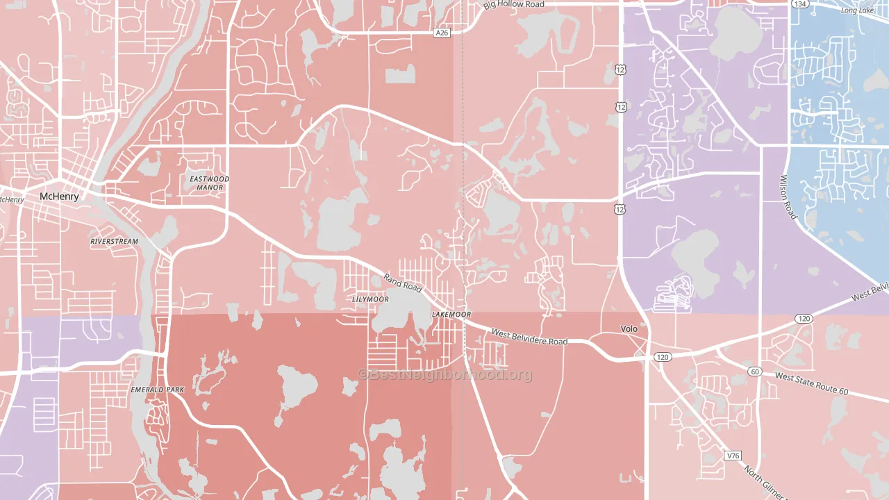 Lakemoor, IL block-group political-lean map