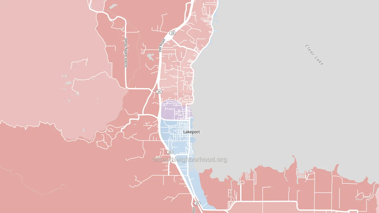 Lakeport, CA block-group political-lean map