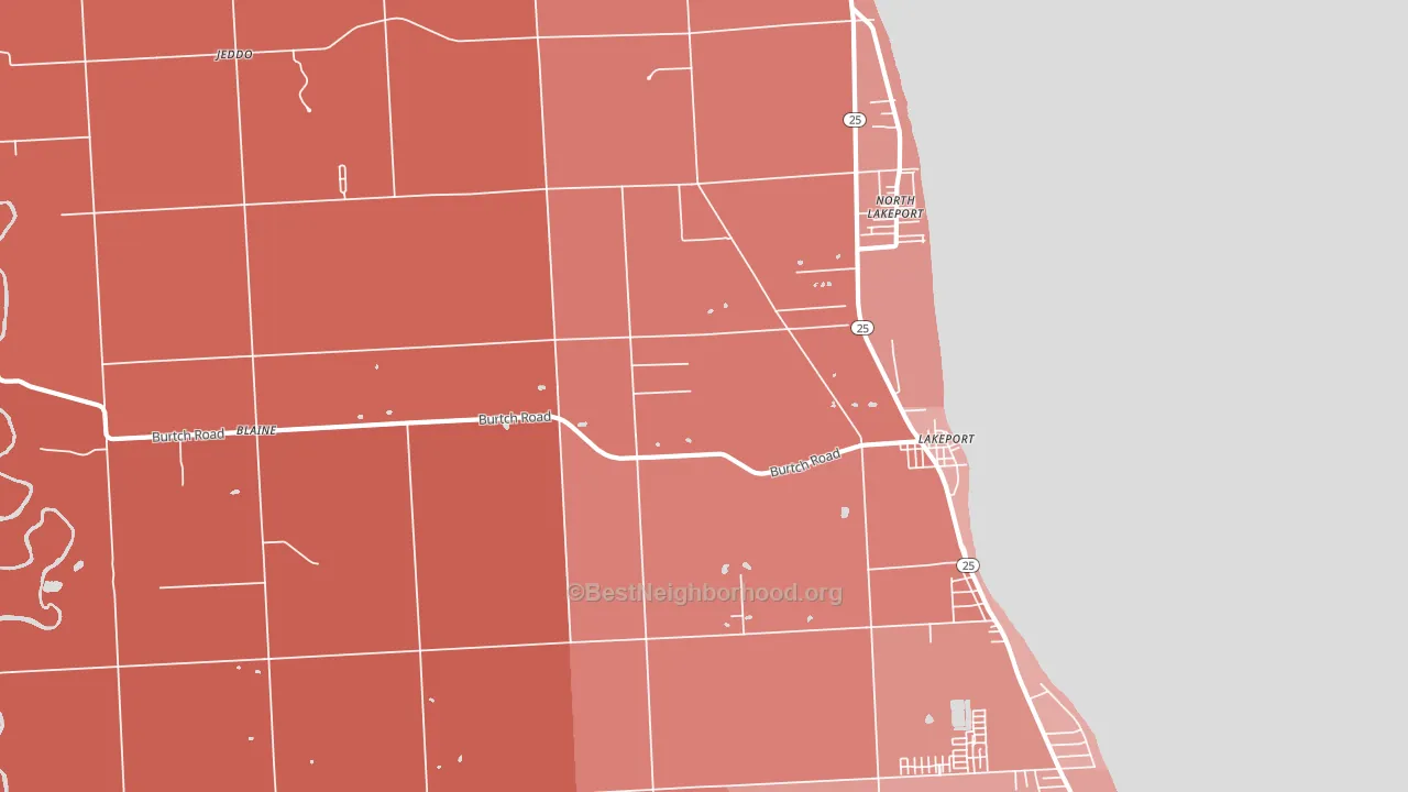 Lakeport, MI block-group political-lean map